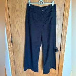 Anthropologie Maeve The Collette Crop Wide Leg pants in Navy Linen, size 27
